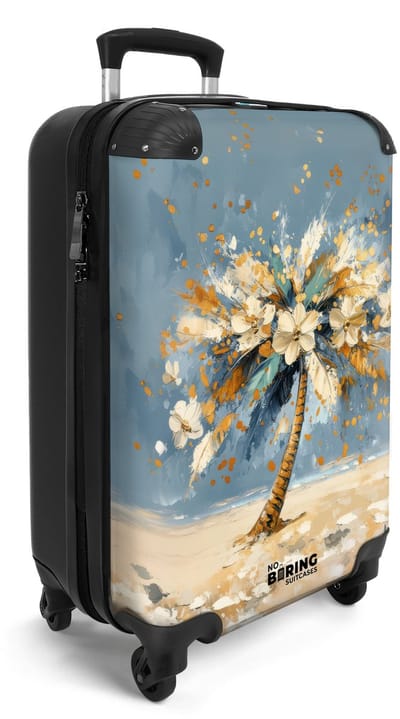 NoBoringSuitcases.com® - Handbagage koffer lichtgewicht - Reiskoffer trolley - Tropische palmboom - Rolkoffer met wieltjes - Travel suitcase cabin - Reistrolley met TSA slot - Past binnen 55x40x20 en 55x35x25 - Kleine valiezen
