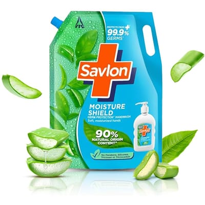 Savlon Moisture Shield Handwas Navulzak 1.35L Aloë Vera Zacht Hydraterend Bescherming tegen Germen blue