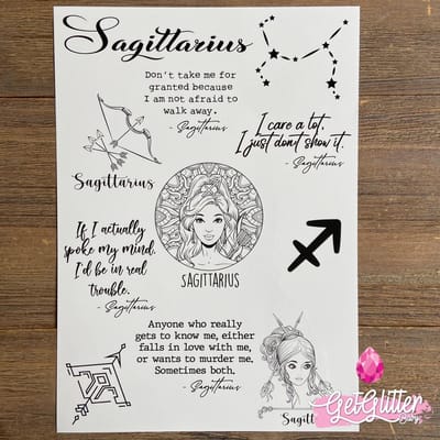 GetGlitterBaby® - Tijdelijke Tattoos / Tijdelijke Henna Festival Plak Tattoes / Nep Tatoeage voor Volwassenen / Fake Temporary Tattoo Sticker - Sterrenbeelden - Boogschutter / Sagittarius