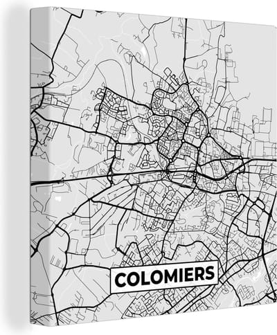 Canvas Schilderij Frankrijk - Colomiers - Stadskaart - Plattegrond - Kaart - 20x20 cm - Wanddecoratie