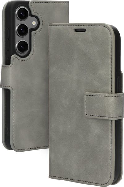 Mobiparts hoesje geschikt voor Samsung Galaxy S24 - Wallet/Boekhoesje - Eco Leer - Magneet Sluiting - Opberg vakken - Grijs