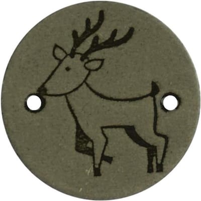 Durable Leren Rond Label met Hert/Rendier – 2 cm – Set van 2 Stuks