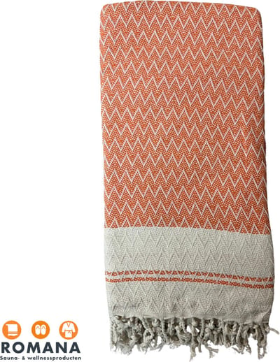 Romana Products Waves Hamamdoek - Baddoek - Strandlaken - Saunalaken - 100cm x 180cm - Oranje