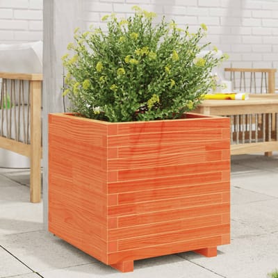 vidaXL - Plantenbak - 50x50x49,5 - cm - massief - grenenhout - wasbruin