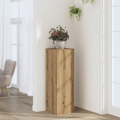 vidaXL - Plantenstandaard - 33x33x100 - cm - bewerkt - hout - artisanaal - eiken