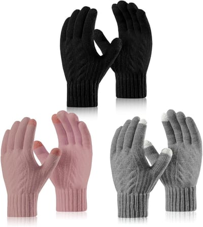 Dames Winter Touchscreen Handschoenen - Gebreide Thermo Handschoenen, Dikke Voering, Winddicht, Ideaal voor Werk en Autorijden