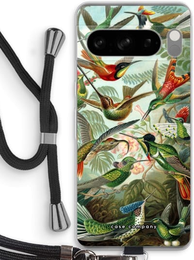 Case Company® - Hoesje met koord geschikt voor Google Pixel 8 Pro hoesje met Koord - Haeckel Trochilidae - Telefoonhoesje met Zwart Koord - Bescherming aan alle Kanten en Over de Schermrand