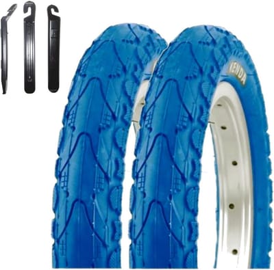 Set van 2 Fietsbanden 12 Inch Blauw 62-203 Inclusief Bandenlichters