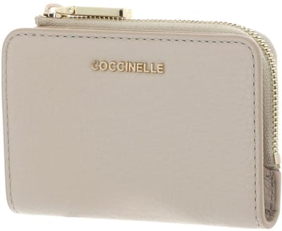 COCCINELLE Leren kaarthoes Metallic Soft Credit Card Holder Sandshell beige