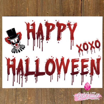 GetGlitterBaby® - Tattoo Halloween Decoratie Versiering / Carnaval Schmink Make Up Plak Tattoos Bloed / Tijdelijke Tattoo / Nep Tatoeage - Happy Halloween Bloed