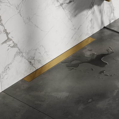 Brauer Douchegoot met multifunctioneel rooster en flens voor wandmontage 7 x 70 goud geborsteld PVD