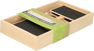 Talen Tools Plantetiketten/plantenlabels - 12x - krijtbord - hout - 20 cm - steeketiketten