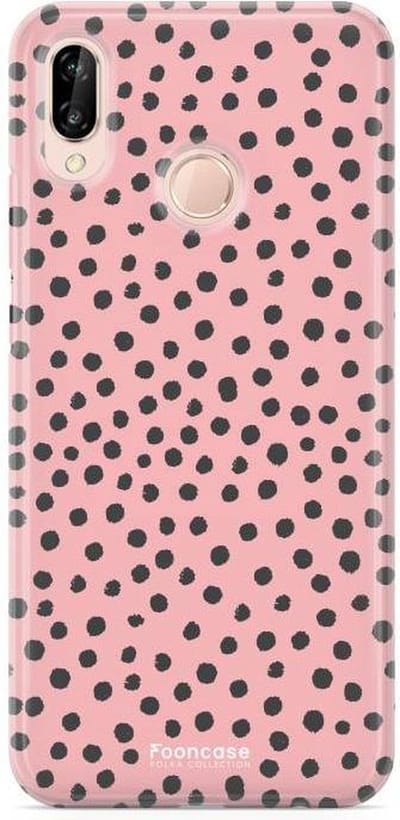 Fooncase Hoesje Geschikt voor Huawei P20 Lite - Shockproof Case - Back Cover / Soft Case - POLKA / Stipjes / Stippen / Roze