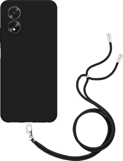 Just in Case hoesje met koord geschikt voor Oppo A18 (4G) / A38 (4G) Hoesje met Koord - Flexibele Case - Zwart