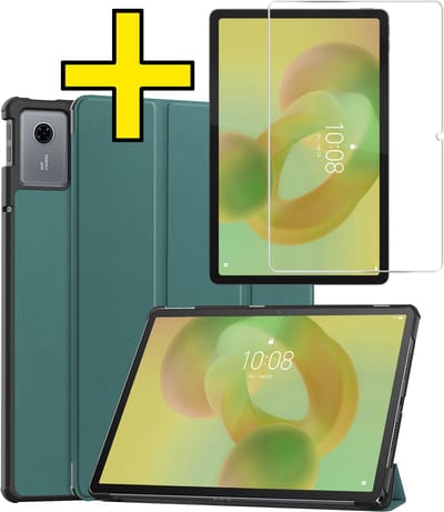 Hoes - Geschikt voor Lenovo Idea Tab - Met Screenprotector - Trifold Bookcase - Hard Cover - Hardcover Book Case - Tablet Hoesje - Donkergroen