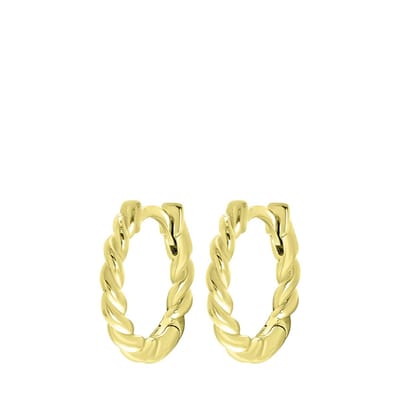 Lucardi Dames Goldplated oorringen gedraaid - Oorbellen - Cadeau - Echt Zilver - Goudkleurig