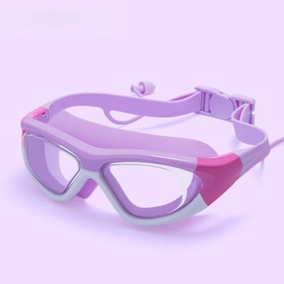 Kinderzwembril met oorkappen, breed gezichtsveld, anti-condens, UV-bescherming, volledig gezichtsmasker, comfortabel en waterdicht, geschikt voor beginners, unisex, geschikt voor jongens en meisjes van 3-12 jaar, Stijl 3