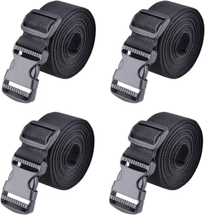Verstelbare zwarte nylon riem 25 mm en 38 mm, bagageriemen voor veilig vervoer, set van 4 stuks