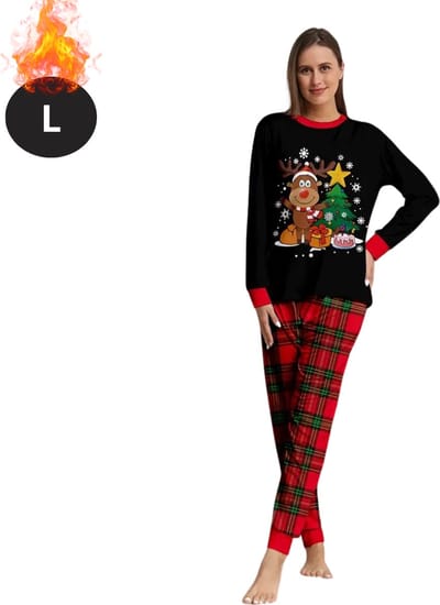 Bovista Kerst Pyjama - Dames - Kerstpyjama - Vrouwen - Slaapkleding Volwassenen - Set - Broek - Shirt - Christmas - Maat L