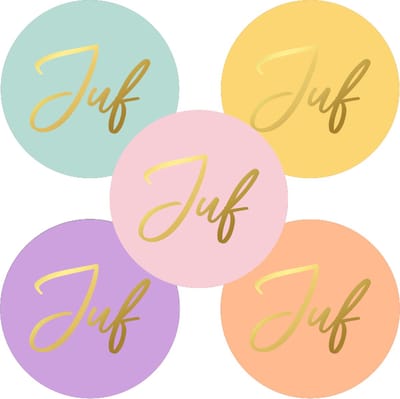 250 Stickers - Juf - 5 kleuren