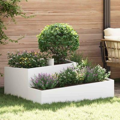 vidaXL - Plantenbak - Wit - 100 - x - 100 - x - 50 - cm - Koudgewalst - staal