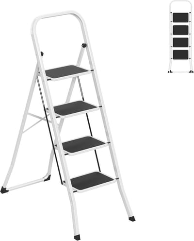 Inklapbare Trapladder met Leuning - 4 Treden, Veilig en Stabiel, Maximale Draagkracht 150 kg