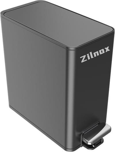 Prullenbak Badkamer - Pedaalemmer Deksel - Kleine Ruimtes - Slank Rechthoekig Design - 6 Liter Inhoud - Zilverkleurig