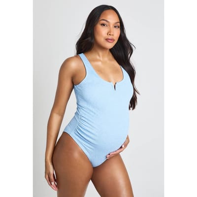 boohoo Dames Zwangerschaps Badpak Met V-detail | Blauw | Maat: 38