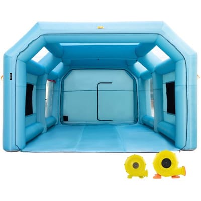 VEVOR Draagbare opblaasbare spuitcabine, 7 x 4 x 2,5 m opblaasbare spuitcabine, autospuittent met luchtfiltersysteem en 2 blazers, verbeterde spuitcabinetent, autospuitwerkplek