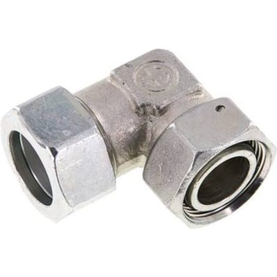 M36x2 x 28L Verzinkt Stalen Verstelbaar L-Fitting 90graden met Afdichtconus en O-ring 160 Bar DIN 2353 - FL2E-NC-EZN-36-28-LO