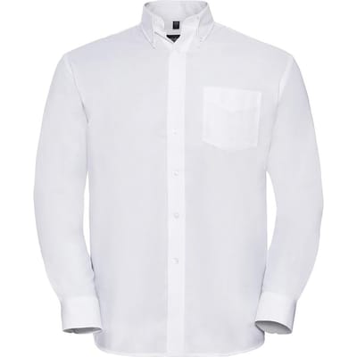 Russell Collectie Heren Lange Mouw Easy Care Oxford Shirt (Wit)