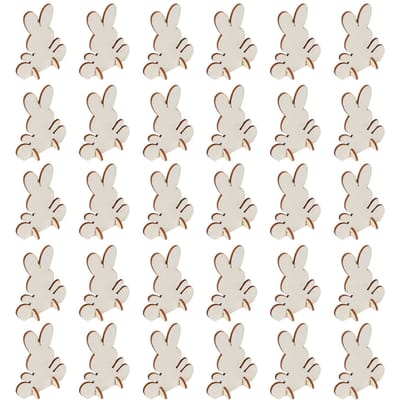 90 Stuks Houten Konijn Uitsparingen Konijn Houtsnipper Onvoltooide Knutsel DIY Huisdecoratie 3D Ornament beige