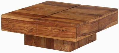 Massief houten tafel - Bijzettafel woonkamer - Woonkamer inrichten - Unieke houtnerf - 80x80x30 cm - Acacia