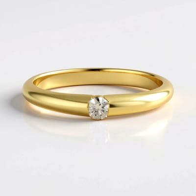 Cavill - Zilveren ring - Verguld 925 Sterling Zilver - I2 Bruine Afrikaanse Diamant 0,09 ct - Ronde Briljant Bezel Zetting - Elegante Ring
