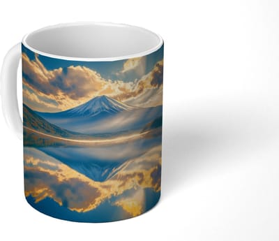 Mok - Koffiemok - Berg - Rivier - Zonsondergang - Mokken - 350 ML - Beker - Koffiemokken - Theemok