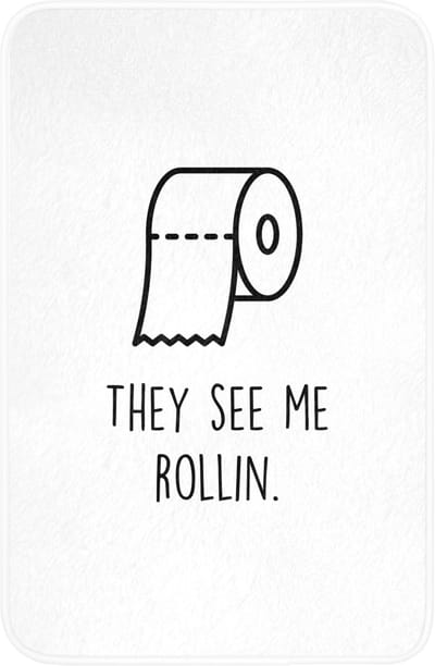 WC mat 40x60 cm - Antislip - Spreuk - WC papier - They see me rollin - Wit - Quotes - Toiletmat - Vloermat - Douchemat - Toilet tapijt - Toiletmatten