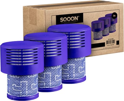 SQOON® Filterset geschikt voor Dyson V10 - Gelijk aan model: 969082-01 - 3 STUKS - Perfect voor het vervangen van verstopte of versleten filters