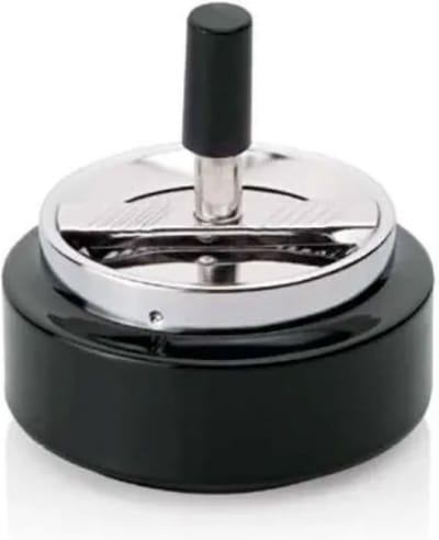 Asbak, asbak met deksel, rvs asbak, asbak met drukknop,  ⌀ 10 cm