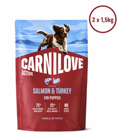 2x1,5 kg Carnilove salmon / turkey puppies hondenvoer