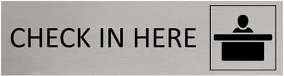 CombiCraft Aluminium deurbordje Check in here 165x45mm met tape - per stuk