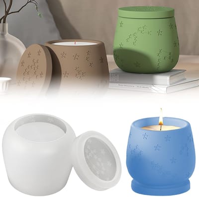 Dailygoods - Siliconen vorm kandelaar, siliconen vorm kaarsenhouder met deksel 3D siliconen vorm epoxyhars vormen doos DIY siliconen vorm kaarsvorm siliconen kerstgietvormen siliconen
