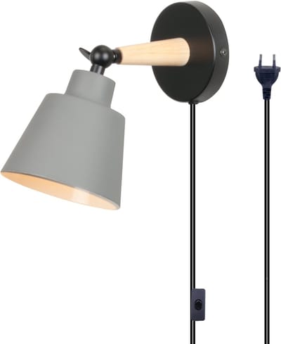 Wandlamp Slaapkamer Moderne Binnenwandlamp Verstelbare met Stekkerschakelaar Wandverlichting Woonkamer Grijs