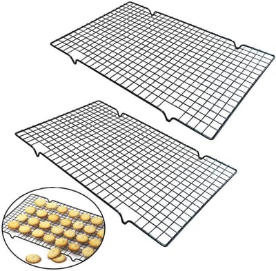 Dailygoods- Koelrek met antiaanbaklaag - Roestvrijstalen Grillrek - Taartrooster - Duurzaam - Hittebestendig - Stabiele Voeten