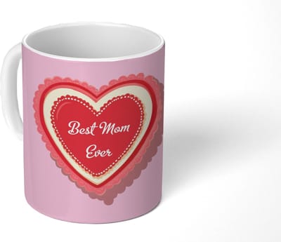 Mok - Koffiemok - Tekst - Hartje - Moeder - Roze - Mokken - 350 ML - Beker - Koffiemokken - Theemok - Mok met Tekst
