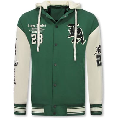 Baseball Jacket met Capuchon Oversized - Bomberjack Heren - Tussenjas Heren - 523 - Groen