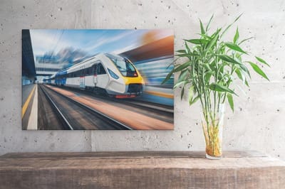 Artaza Canvas Schilderij Hogesnelheidstrein - 30x20 cm - Klein - Muurdecoratie Wonen - Wanddecoratie Perron - Kamer Accessoires Modern