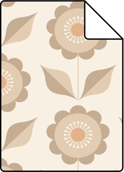 Proefstaal ESTAhome behang bloemen beige - 26.5 x 21 cm - 130976-S
