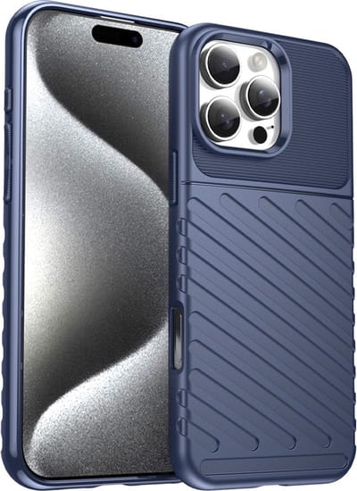 Coverup Hoesje - Geschikt voor iPhone 16 Pro Max Hoesje - Coverup Rugged Shield TPU Back Cover - Blauw