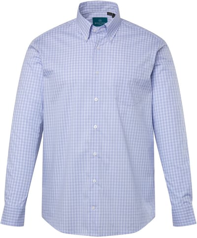 Boston Park - Heren - Zakelijk overhemd met ruiten lange mouwen buttondown-kraag - Grijsblauw - Maat 6XL