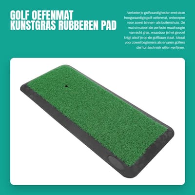 Dailygoods- Oefenmat - Duurzaam PP-kunstgras - Antislip Rubberen Basis - Schokabsorptie - Voor Binnen/Buiten - Ideaal voor Golftraining - Golfmat